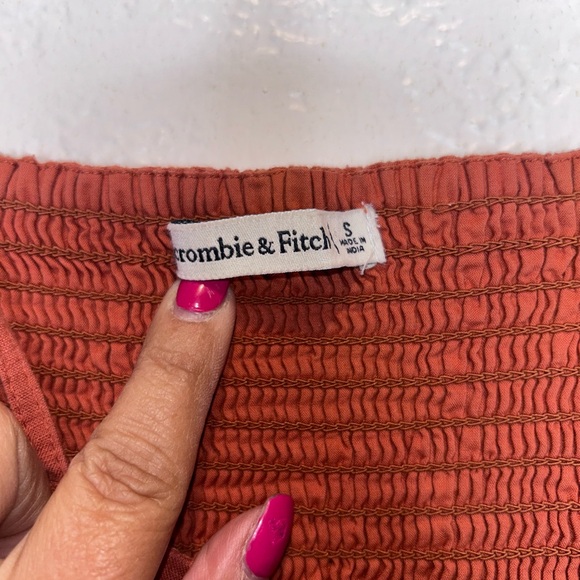 Abercrombie & Fitch Teracotta Tie Strap Orange Ruffled Backless Mini Sundress SM - Picture 6 of 6